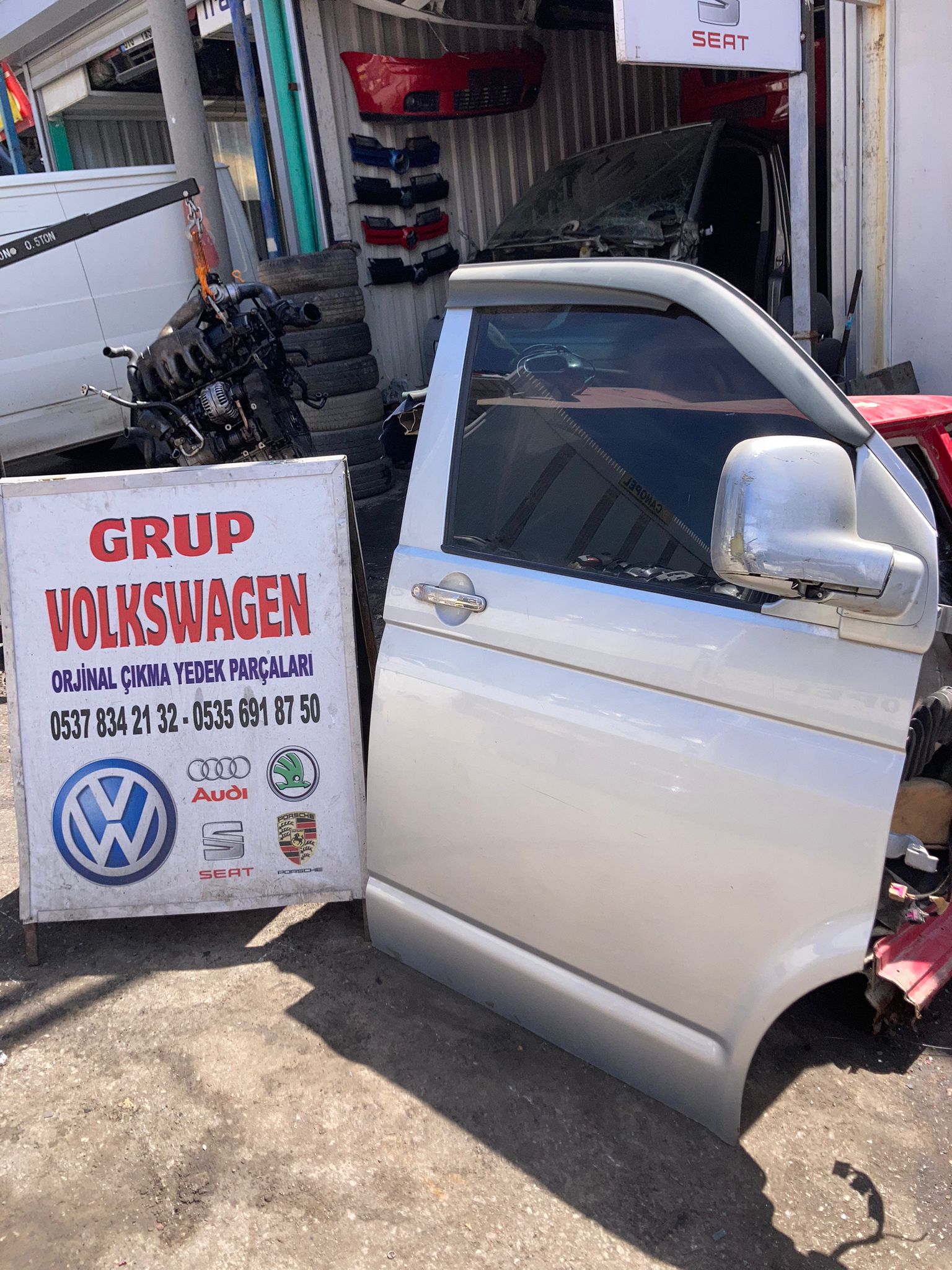 volkswagen transporter sag ön kapı gri hatasız komple